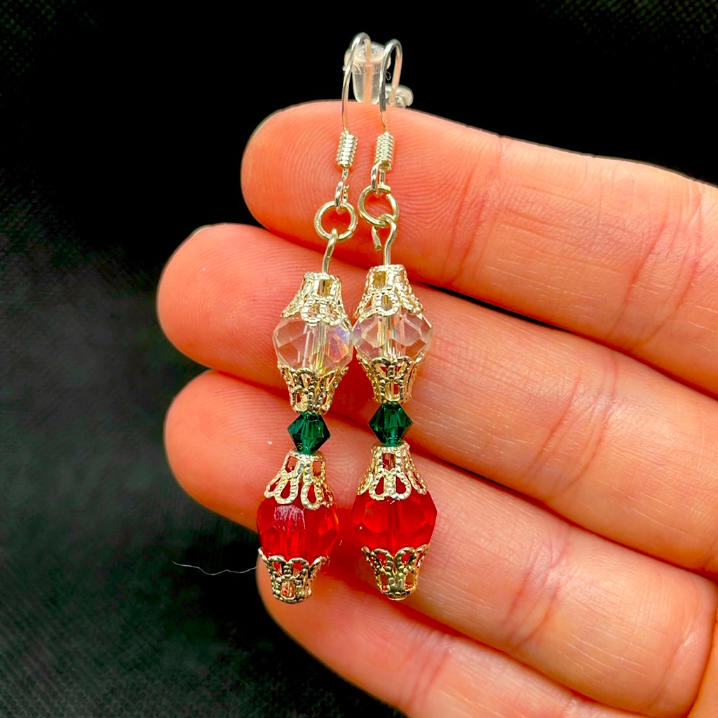 Beautiful Christmas Earrings Swarovski Crystal